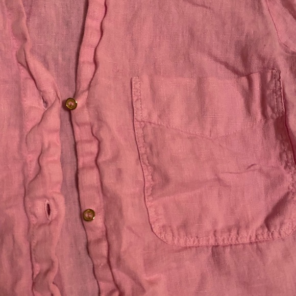Zara Basics 100% Linen Collared Long Sleeve Button Up Pink & Gold Shirt Size‎ XS - Picture 3 of 5